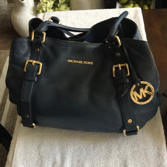 Michael Kors Handbags - Michael Kors  Navy Leather  Satchel.       UGC
